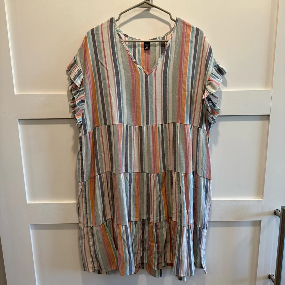 SHEIN Multicolor Striped V-Neck Top